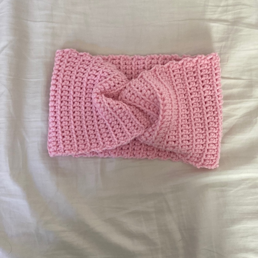 Handmade Crochet Pink Headband Earwarmer